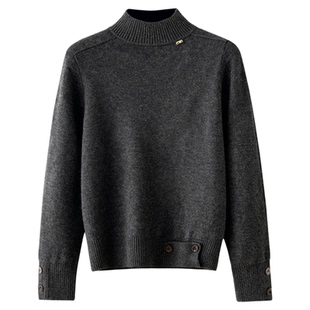 恒源祥半高领羊毛衫女2025新款宽松打底衫减龄短款小个子针织毛衣