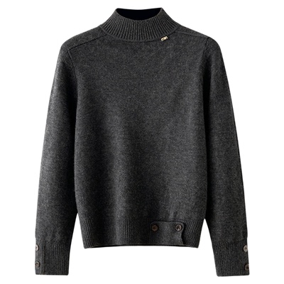 恒源祥半高领羊毛打底毛衣女短款