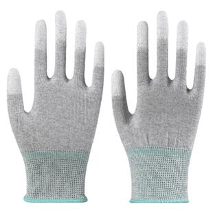 碳纤维PU涂指涂掌手套劳保耐磨防滑透气浸胶防静电电子厂专用手套