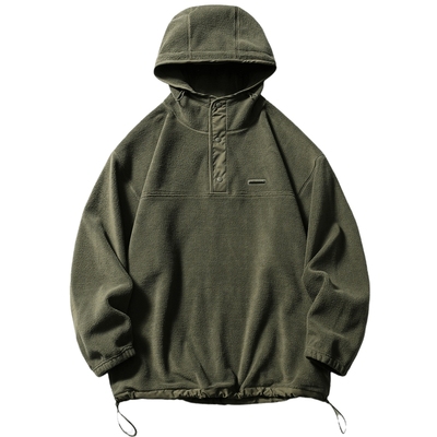 圆领350g连帽登山绒外套套头卫衣