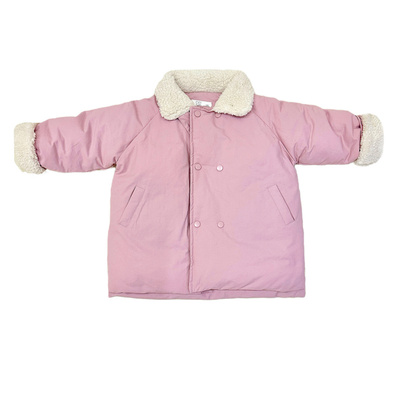 女童秋冬中长款棉服宝宝洋气棉衣