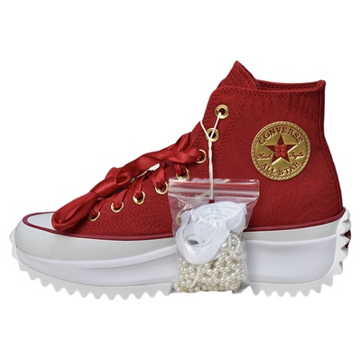 匡威正品Run Star新款红色高帮增高女婚新娘鞋休闲帆布鞋A12770C