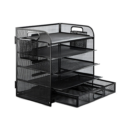 理纳金属文件框带抽屉笔筒多功能