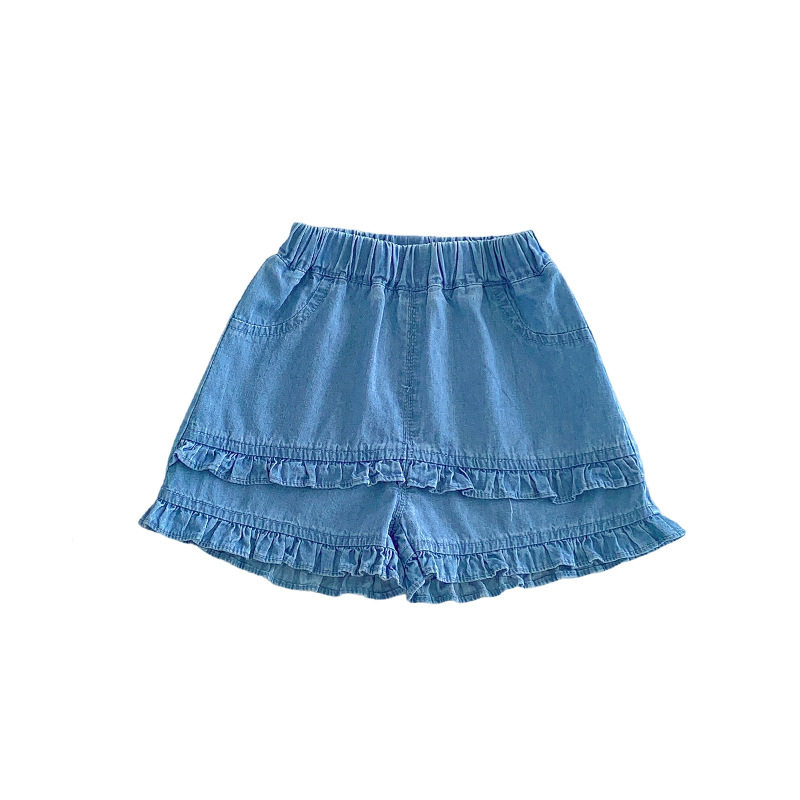 女童花边牛仔短裤夏装外穿休闲裤