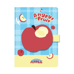 三年二班 愤怒的水果皮面笔记本本子异形搭扣本小学生专用笔记本高颜值手账本日记本180°可平摊精装记事本