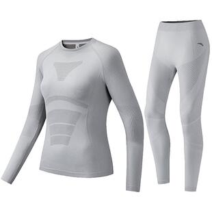 安踏抗菌保暖运动套装女士户外滑雪登山排汗透气一体织压缩衣内衣