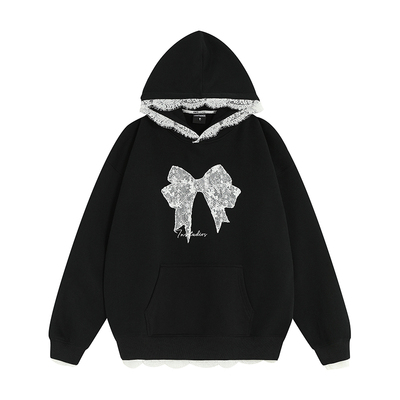 INSstudios蕾丝蝴蝶结连帽卫衣
