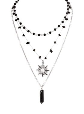 黑色多层吊坠项链锁骨链夜店朋克