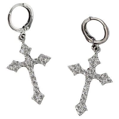 锆石高级感满钻十字架水钻耳环