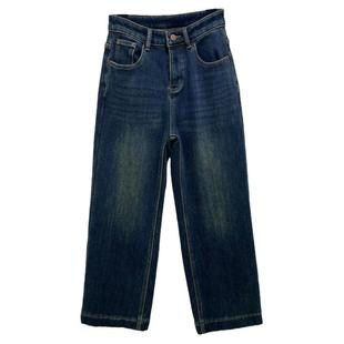 直直腿!高腰显瘦加厚加绒直筒牛仔裤女冬季裤子小个子阔腿裤秋冬