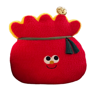 新年欢乐抱枕毛绒玩具卡通玩偶沙发靠枕午睡靠垫客厅节日装饰礼物