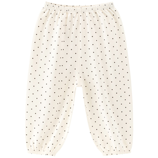 木生棉女宝宝长裤春秋季婴儿波点纯棉休闲裤外出束脚百搭防蚊裤子