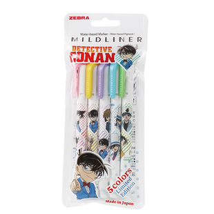 ZEBRA 斑马名侦探柯南蜡笔小新限定款WKT7荧光笔淡色标记双头套装