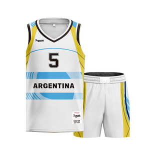 TEAMNAME定制阿根廷5号吉诺比利球衣2008复古复刻比赛篮球服队服