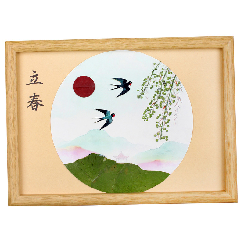 二十四节气手工制作幼儿园作品春天主题立春春分惊蛰清明树叶画