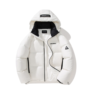 GOLFCROSS基础款字母印花连帽羽绒服男女新款90白鸭绒保暖潮外套