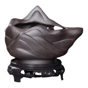 精品紫砂文竹花盆室内复古六月雪老桩盆种竹子绿植陶瓷小盆带托盘