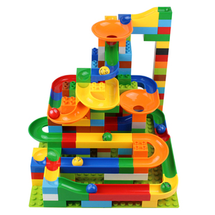 儿童大颗粒积木玩具百变滑道球滑梯轨道滚珠跑道小球恐龙弹射拼装