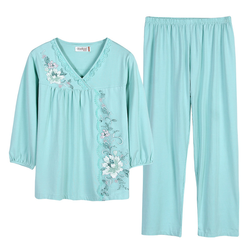 睡衣女士春秋夏季中年妈妈家居服