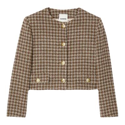 SANDRO经典格纹设计短款外套上衣