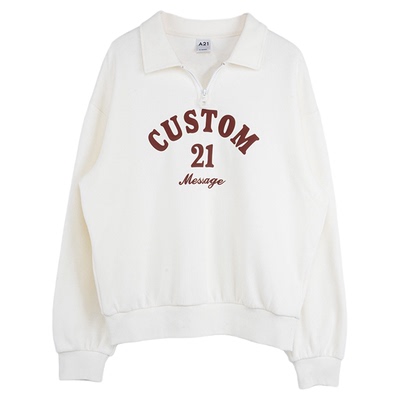 A21女装宽松翻领落肩卫衣