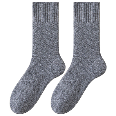 羊毛袜子男士2025新款爆款冬季加绒加厚保暖中筒袜居家商务长筒袜