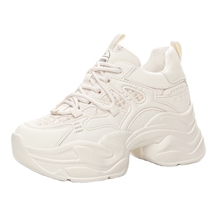 2026春款真皮内增高老爹鞋女舒适百搭休闲鞋系带9公分小个子女鞋