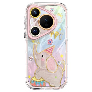 沃艾尼适用华为pura80pro手机壳可爱卡通p60小动物大象p50pro透明硅胶p70ultra全包防摔p40/p30奶油羽纱p70潮