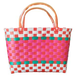 农村手工制作手提篮软塑料编织买菜篮家用收纳购物工具篮轻便实用