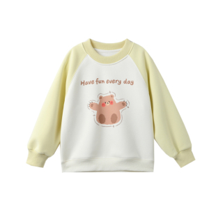 A类 儿童一体绒卫衣 男童女童圆领插肩袖加绒休闲上衣 中小童冬款