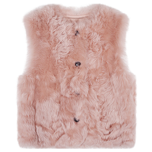 落落狷介托卡皮毛一体女外套2025新款冬季小个子毛毛马甲羊毛外套