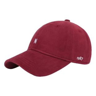 IIING帽控 酒红色帽子女韩版鸭舌帽遮阳防晒显脸小百搭软顶棒球帽