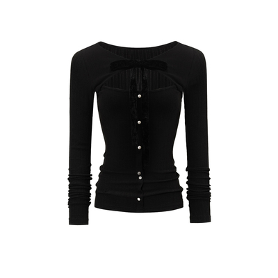 4muggle秋冬黑色纯欲镂空上衣女