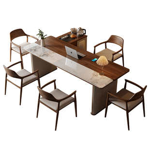 实木岩板茶桌椅组合新中式家用客厅办公室烧水壶一体简约阳台茶桌