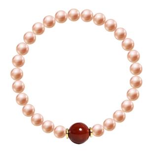 kevkev天然粉色淡水珍珠手链小众南红玛瑙手饰简约显白手串礼物女