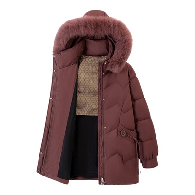 俞兆林妈妈羽绒服中长款大码2025款中老年人女装冬季加厚毛领外套