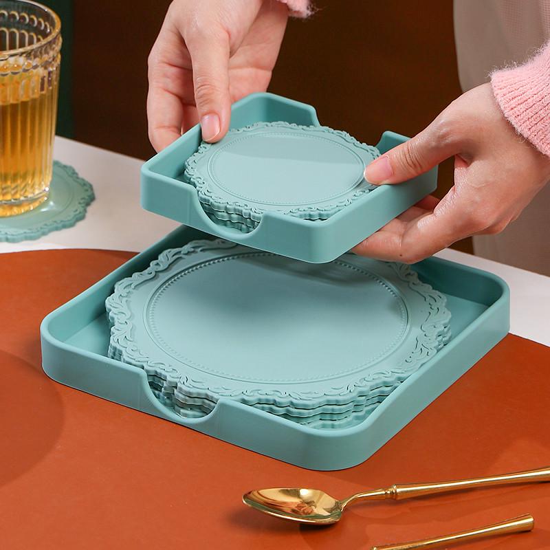 蕾丝餐垫圆形浮雕家用碗盘垫硅胶砂锅隔热垫烟缸垫花瓶防滑垫杯垫