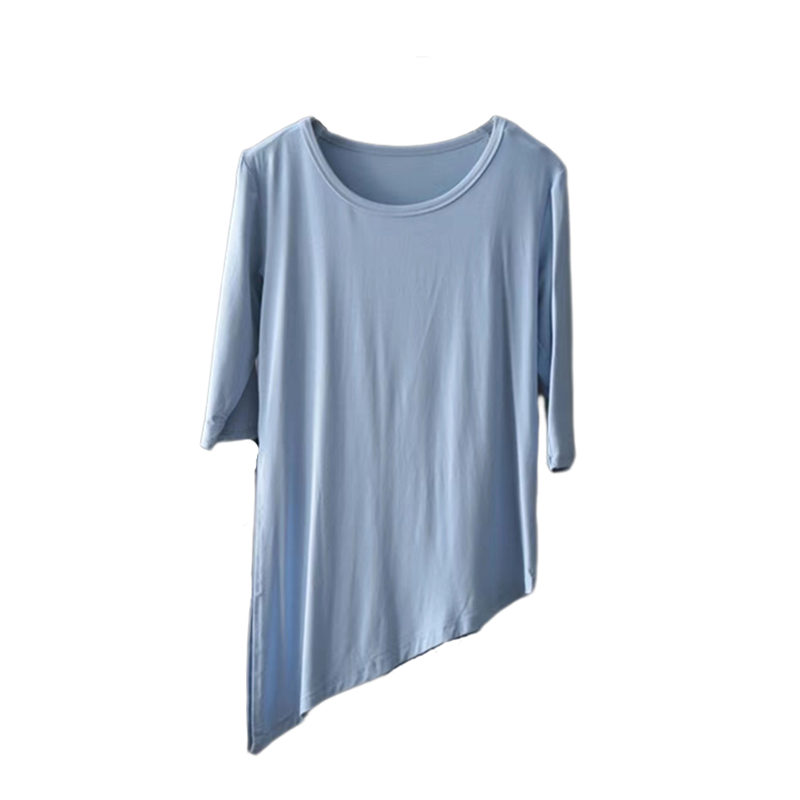现代舞蹈练功服开叉中短袖上衣修身基训服广场舞宽松演出服艺考服