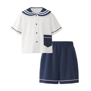 【新品】papa爬爬夏季儿童套装男宝男童海军风短袖短裤衣服2026