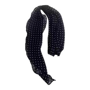 韩系复古黑色波点丝巾女法式春夏高级感围巾小众文艺长条领巾围脖