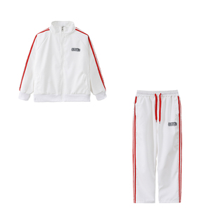 明星周深同款条纹撞色开衫卫衣运动套装儿童街舞潮牌hiphop运动服