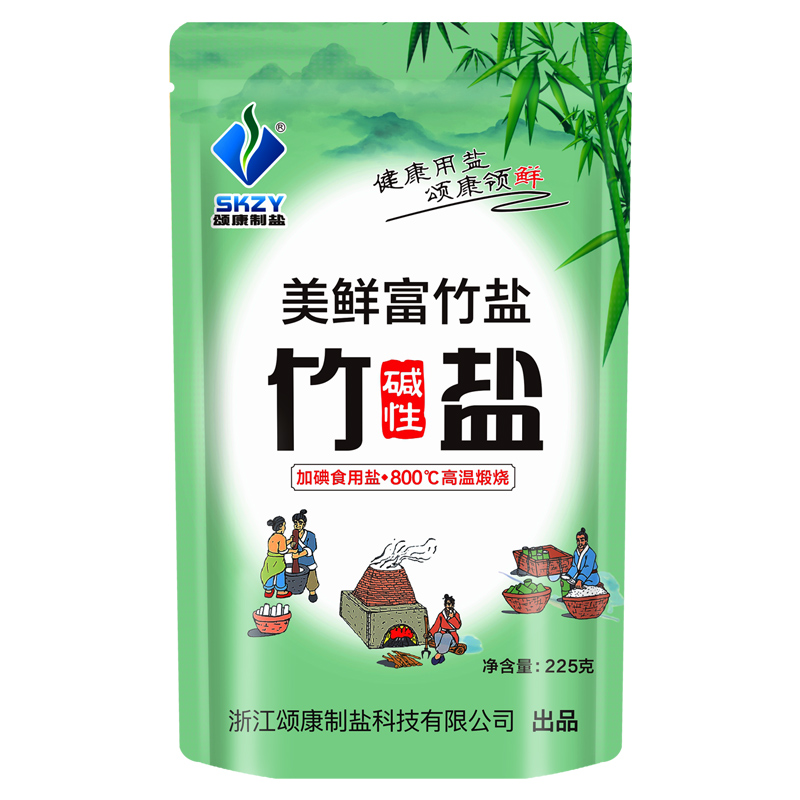 颂康制盐美鲜富竹盐食用盐加碘家用无抗结剂炒菜调味40包正品海T