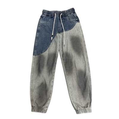 早秋美式哈伦裤潮流拼接束脚裤男