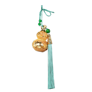 黄铜《金色花丝五福葫芦》摆件吊坠福禄车载挂件包包挂饰礼品