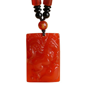 遇见普陀山红玛瑙吊坠本命年马上有钱男女款项链生肖马守护神挂件