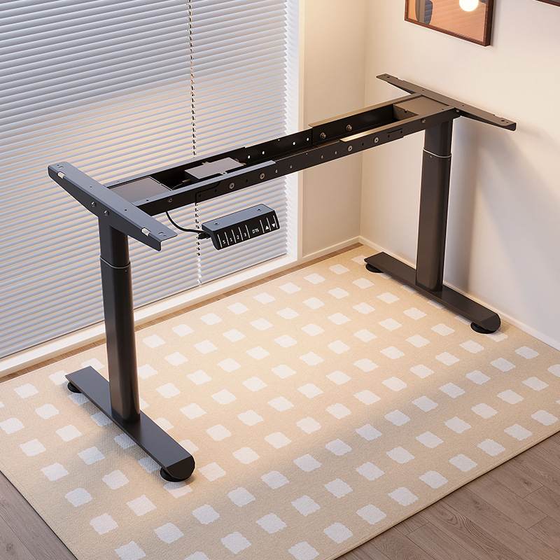 电动升降桌架支架双电机电脑升降桌腿椭圆线槽铁架自动升降桌配件