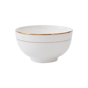 4只骨瓷碗金边6寸饭碗家用陶瓷米饭碗白瓷碗白色吃饭碗汤碗泡面碗