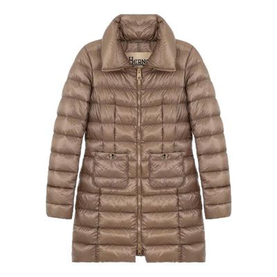 HERNO 秋冬款女士卡其色立领无帽羽绒服银泰百货精品 301574