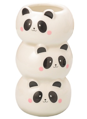 熊猫花瓶陶瓷摆件客厅轻奢小众