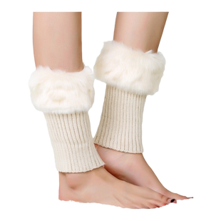 秋冬毛毛靴套仿皮草腿套翻口短靴套百搭护腿保暖女厚毛绒腿套辣妹